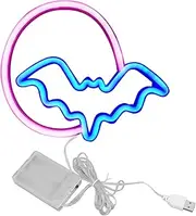 Moon Bat LED Neon Lights USB Battery Powered Wall Bedroom Halloween Party Decoration