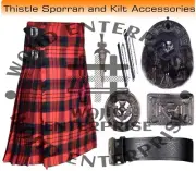 MacDuff Modern Tartan traditional 8 yard Kilt & antique Accessories for Men's