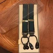 NIB Trafalgar Suspenders With Original Tags Leather Button-on Green Black