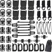 THANMAO Kit of 50 Attachments for Molle Bag Tactical Backpack Vest Belt，D-Ring Grimloc Locking Gear Clip, Web Dominator Elastic Strings, Tactical Vest Tactical Belt Outdoor Hydration Tube Backpack