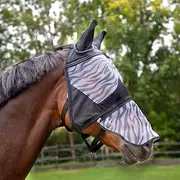 HORZE Zebra Protection Airflow Fly Mask with Soft Mesh Ears and Detachable Nose - Small