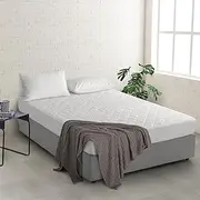 Natural Home Quilted Bamboo Sateen Top 100% Organic Cotton Underside Knitted Mattress Protector Topper Cozy Ultra Soft Breathable Hypoallergenic Anti Microbial Sleeping Essential Super King