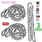 3x For 22" Bar MTM Giantz Chainsaw Chain Blade Saw Replacement Semi Chisel Tool