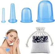 Cupping Glasses, Silicone Vacuum Cup, Pack of 4, panemy Cellulite Cup Massagers, Cupping Glasses, Anti Ageing, Anti Cellulite Back Body, Cupping Cups for Against Tension & Cellulite