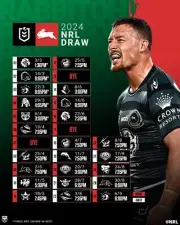 2024 DRAW SOUTH SYDNEY RABBITOHS RUGBY NRL MATCH FIXTURE POSTER ,BARGAIN 2