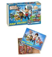 Paw Patrol 5 Wood Puzzles Storage Box Tray Kid Educational Learn Jigsaw Puzzle
