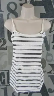 New Ann Taylor LOFT Snowy White Black Dot Cami Top Women Large Adjust Strap $30