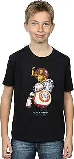 [Absolute Cult] Star Wars The Rise Of Skywalker Droids Illustration Boys T-Shirt Black 12-13 years