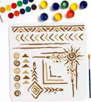 Tribal Totem Stencil 11.8×11.8Inch Tribal Geometric Border Stencils with Paint B