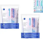 5 In 1 Mini Toothbrush & Floss Tongue Scraper & Toothpick Set, 5 In 1 Mini Brush, Toothpaste And Floss, Disposable Toothbrushes With Toothpaste, Portable For Travel Outdoor,Home (2PCS)