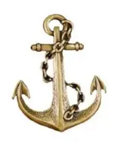 Brass Anchor Applique for Funeral Box/Cube Cremation Urn, Pewter Also Available