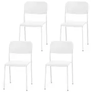 Costway Set of 4 Armless Dining Chairs Plastic Kitchen Side Chairs w/Backrest White