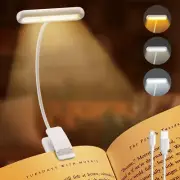 White Book Light USB Rechargeable Reading Light Warm Cool White Daylight Portabl