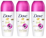 3 DOVE Go Fresh Moisturizing 48h Deodorant Antiperspirant Roll On Bottles 50ml