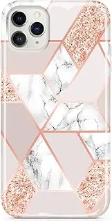 JIAXIUFEN for iPhone 12 Mini Case Plated Glitter Marble Design Slim Shockproof TPU Soft Rubber Silicone Cover Phone Case Compatible with iPhone 12 Mini 5.4" Geometry Rose Gold