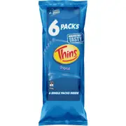 Thins Potato Chips Original Multipack Lunch Box Snacks 6 pack
