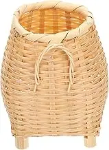 FOYTOKI Bamboo Woven Pen Holder Rustic Utensil Storage for Desk Makeup Brushes Cutlery More Decorative Organizer for Home Office School Craftsmanship