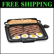 Compact 14x15 Electric Griddle with Spatter Shield & Warming Tray - Cool-Touch