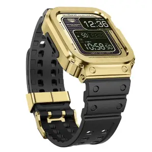 【Amband】Apple Watch 專用保護殼 金色軍規級鋼殼 X TPU 錶帶(45mm - Apple Watch 8 / 7)