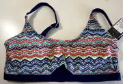 MOSSIMO WOMEN'S CROSSBACK BRALETTE SWIM TOP LARGE MULTICOLOR NWT!!! MSRP $23