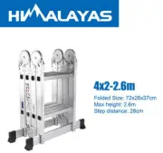 2.6m Tall Aluminium Folding Ladder Step Extension Multi Purpose Platform