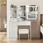 Dressing Table With Smart LED Makeup Mirror & Cushioned Stool Makeup Vanity Desk