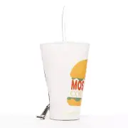 MOSCHINO 2022 Runway Jeremy Scott Burger Logo fast food cup zip clutch bag