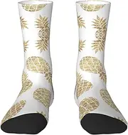 [pvinnk] Golden Pineapple Background Print Adult Long Thick Socks Unisex Crew Socks For Men Womenfor Workouts Sports Socks
