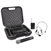 SoundArt Dual Channel Wireless Microphone Set with Lapel Headset & Hand-Held Mics