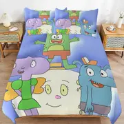 v2855 Bed Sheets Bedding Let's Go Luna Cartoon Bedding Sets Ultra Soft Skin-Friendly Duvet Cover 3 Piece, Cute Comforter Cover Bed Set for Boys Girls