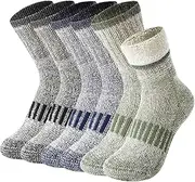 [TOAMOUR] Kids Merino Wool Hiking Socks, 6 Pairs Boys Girls Winter Warm Thick Thermal Socks, Boot Cushion Crew Socks