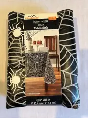 Celebrate Vinyl Tablecloth Halloween Spider Web 60x84 New factory sealed