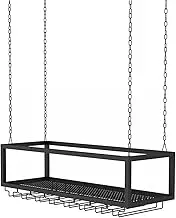 Hanging Wine Rack with Glass Storage Metal Ceiling Bar Unit for Kitchen or Under Cabinet nization
