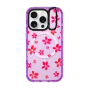 iPhone 16 Pro Impact Ring Stand Case MagSafe Compatible Pink & Red Summer Flowers