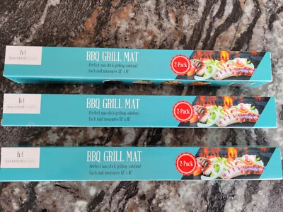 BBQ GRILL MATS 16"x13" THREE (3) TWO-PACKS, SIX (6) TOTAL NEW BOXES, FREE SHIP!