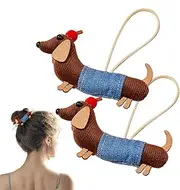 Cute Hair Ties 2 Dachshund Ponytail Holders Fashion Cartoon Hair Scrunchies Ponytail Holder for Women Hair Accessories Decor