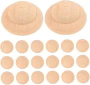 jojofuny Kit: 20pcs Unpainted Wooden Doll Hats for Boys and Girls' DIY Art Projects