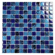 Glass Swimming Pool Tile Splash Shower Wall Floor Waterline Black & Blue