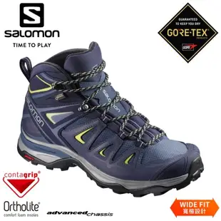 SALOMON 索羅門 女 X ULTRA 3 GTX 中筒登山鞋WIDE《藍/綠》401296/防 (8.5折)