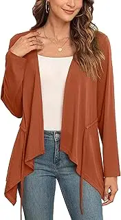 [TIANZHU] Women’s Lightweight Cardigan Open Front Longline Draped Ruffles Hem UK Sizes 8-26 for Work Casual