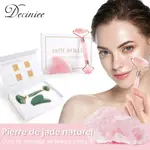 NATURAL ROSE QUARTZ JADE ROLLER GUA SHA SET FACIAL BODY MASS