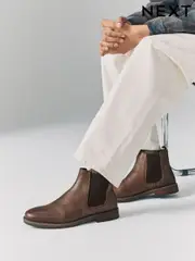 Brown Waxy Leather Chelsea Boots (AR3977) | $106