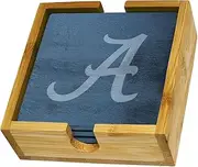 The Memory Company | Licensed NCAA 4-Pack Team Logo Slate Coaster Set with Wooden Holder,Clemson University