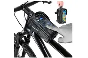 Bike Phone Bag Waterproof Bike Pouch Top Tube bag Bicycle Front Frame Bag EVA Waterproof Phone Bag Top Mount Handlebar Bags fit for 6.8''(Black)