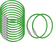 [uxcell] 5.9 Inch Length Wire Keychain Cable, 12 Pack Stainless Steel Key Ring Loop, Green