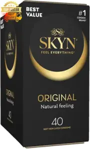 SKYN Original Condoms 40 Pack Non-Latex Lubricated Ultra Soft Safe Sex Bulk