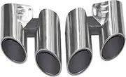 Modified Parts Stainless Steel Muffler Tips Compatible For Porsche 971GTS Panamera Tail tip Exhaust 2010~2013 2014~2016 2017~2022(17 to 23 silver 01)