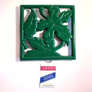 Cook's Club Green Enameled Cast Iron Footed Leaf Trivet NWT