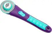 Mundial 45mm Rotary Cutter Stick- Ergonomic with Soft Rubber Grip, Ambidextrous Use, Japanese SKS-7 Steel Blade, Speeds Up Fabric Cutting, Dual-Action Safety Lock, Ideal for Quilting, Crafting, Sewing