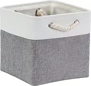 Canvas Cube Storage Boxes 30x30x30cm, Fabric Storage Basket for Cupboards, Shelves, Closet, Grey(Gray White,30cm)